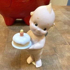 Jesco 1991 Porcelain Kewpie with Cake Figurine Birthday Cake Accent